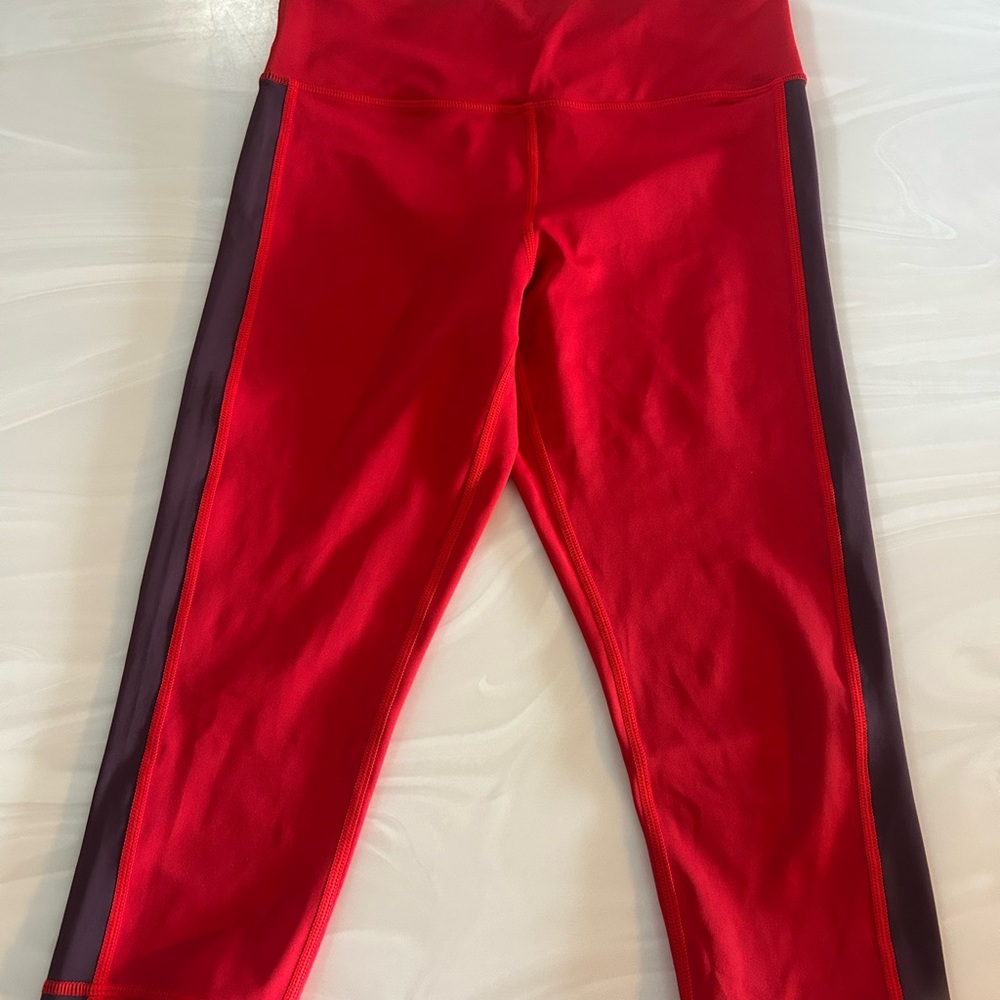 ZYIA Red Leggings with Dark Side Panels
